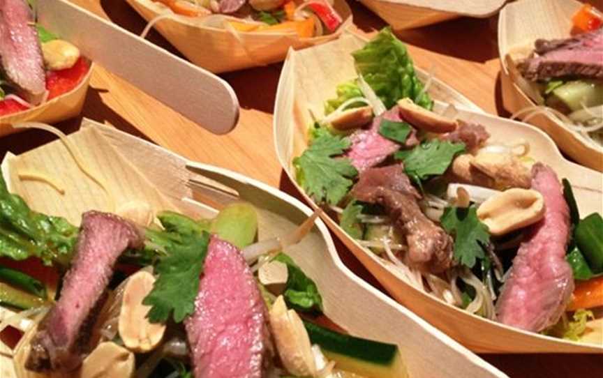 Thai Beef Salad served in Bamboo Boat Walk & Fork Selection