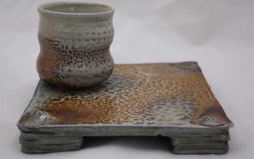Wood and Soda fired cup and plate