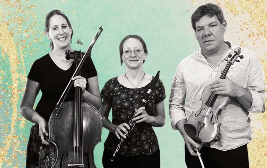From left Melinda Forsythe (cello), Manuela Centanni (flute), Robert Zielinski (fiddle).