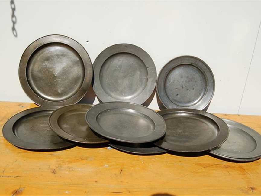 Collection of pewter plates, also other pewter items available