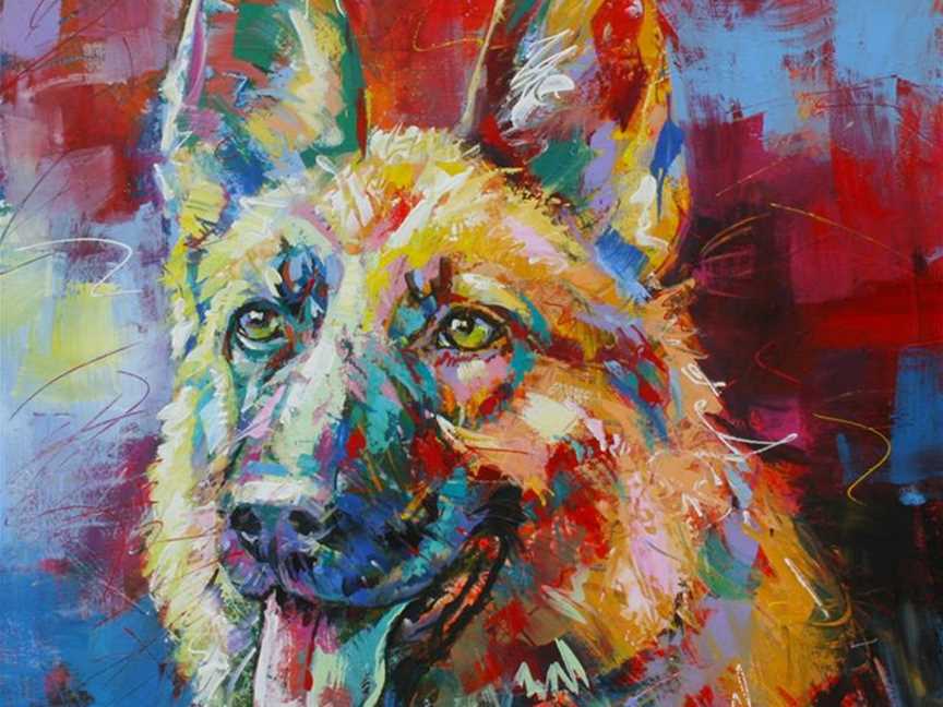 German Shepherd, Acrylic on Canvas, 40"x40" (101cmx101cm)