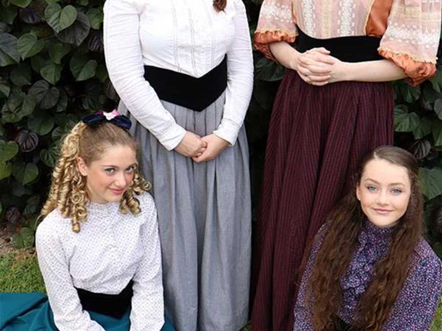 Little Women features Evie Madeleine, left, Steph Hickey, Annabelle Eirth and Bella Freeman as Amy, Jo, Meg and Beth.