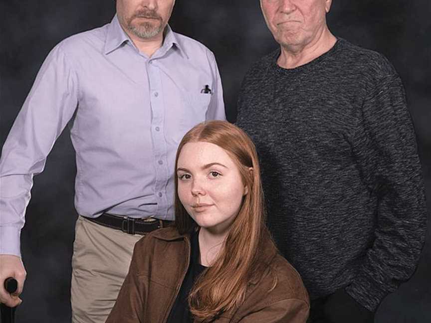 Jeffrey Watkins, left, Lauren Beeton and Ron Arthurs are appearing in the world premiere of professional premises.