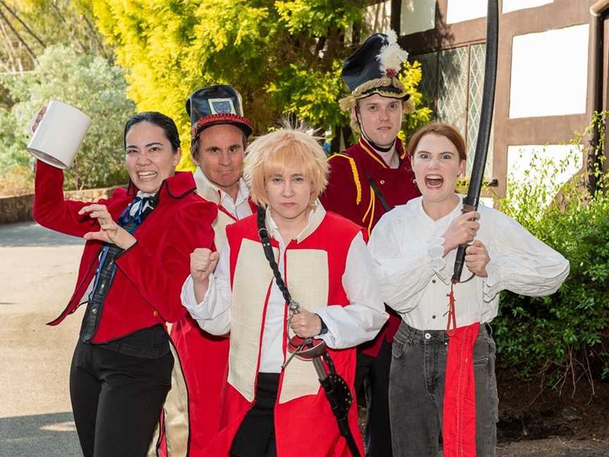 Candice Preston, left, Ian Banks, Michelle Ezzy, Drew Humphreys and Josie Walsh are appearing in Terry Pratchett’s Monstrous Regiment. Picture: Zyg Waltersdorf