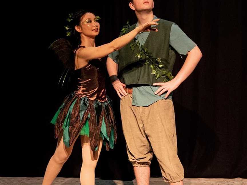 Tinkerbell (Grace Chen, left) and Peter (Jacob Miles) in Peter Pan at Limelight Theatre. Picture: Daniel Ade