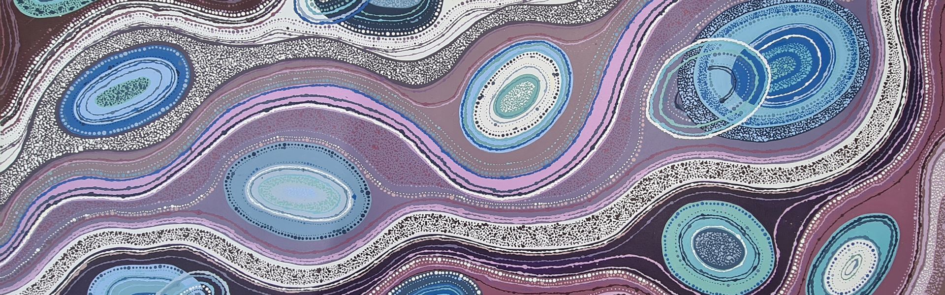 Abstract Indigenous Art by Michelle Williams, Utilising purples, blues and whites