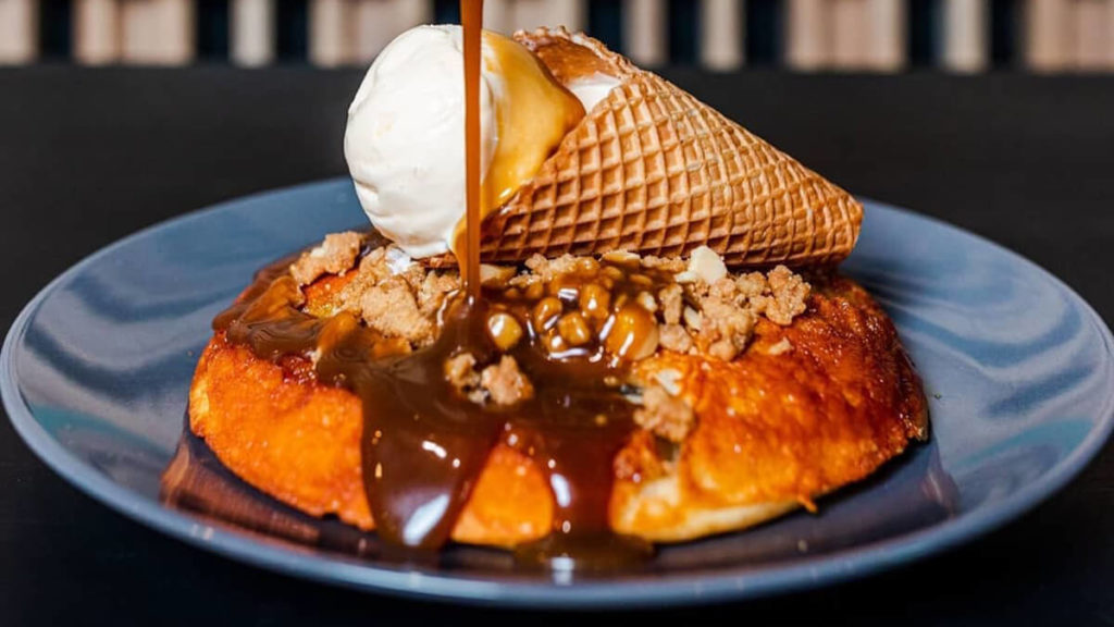 Pancakes with ice-cream in one of Perth's new cafes 